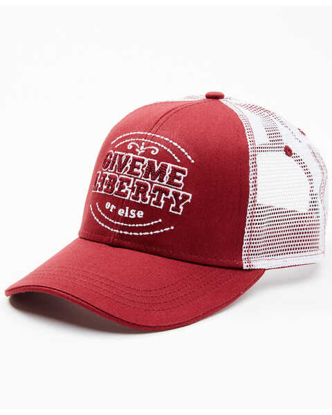 Image #1 - Shyanne Women's Give Me Liberty Or Else Embroidered Mesh-Back Ball Cap , Red, hi-res