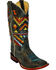 Ferrini Southwestern Pattern Cowgirl Boots - Square Toe, Teal, hi-res