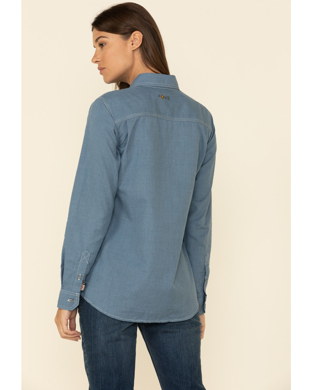 Image #5 - Carhartt Women's FR Force Lightweight Button Front Long Sleeve Shirt, Steel Blue, hi-res