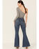 Wrangler Retro Women's High Rise Trumpet Flare Denim Jeans, Medium Blue, hi-res