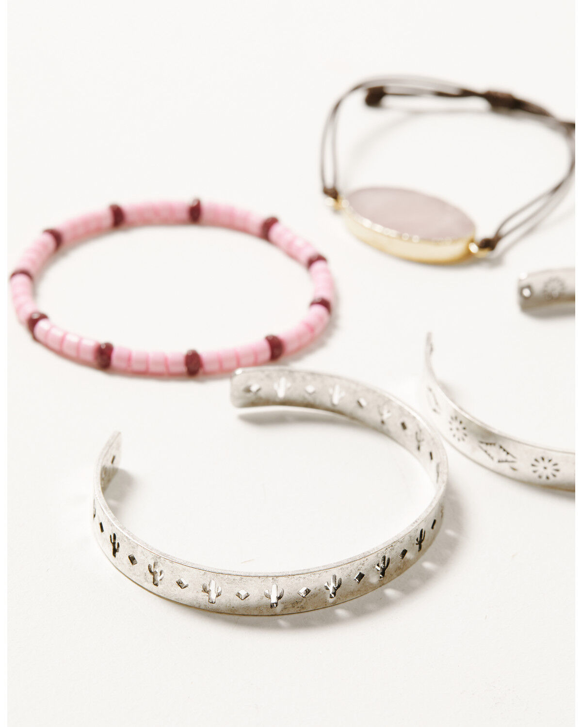 Image #3 - Shyanne Women's Agate Stone & Cactus 4pc Bracelet Set, Silver, hi-res