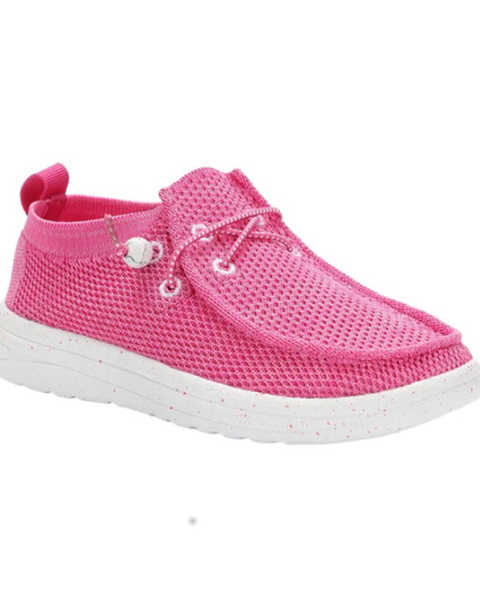 Image #1 - Lamo Footwear Girls' Mickey Slip-On Casual Shoes - Moc Toe , Pink, hi-res