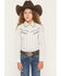 Image #1 - Ely Walker Girls' Wallpaper Floral Long Sleeve Pearl Snap Western Shirt, Off White, hi-res
