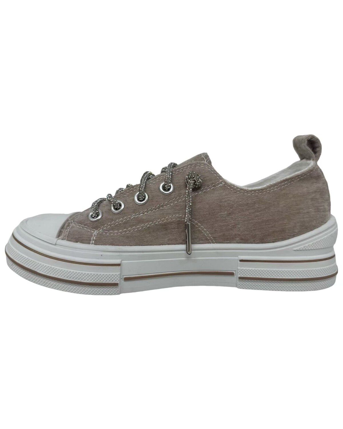 Image #3 - Very G Women's Aman Velvet Casual Sneakers, Nude, hi-res
