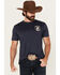 Image #1 - Rock & Roll Denim Men's Bronco Short Sleeve Graphic T-Shirt, Indigo, hi-res