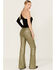 Image #3 - Free People Women's Wilder Days Sequins Flare Pants, Olive, hi-res