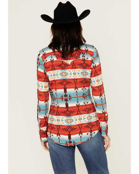 Image #4 - Wrangler Retro Women's Americana Southwestern Print Long Sleeve Snap Western Shirt , Red/white/blue, hi-res