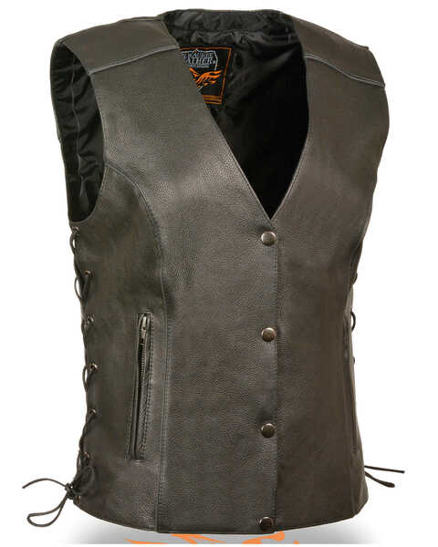 Image #1 - Milwaukee Leather Women's Side Lace Concealed Carry Vest - 4X, Black, hi-res