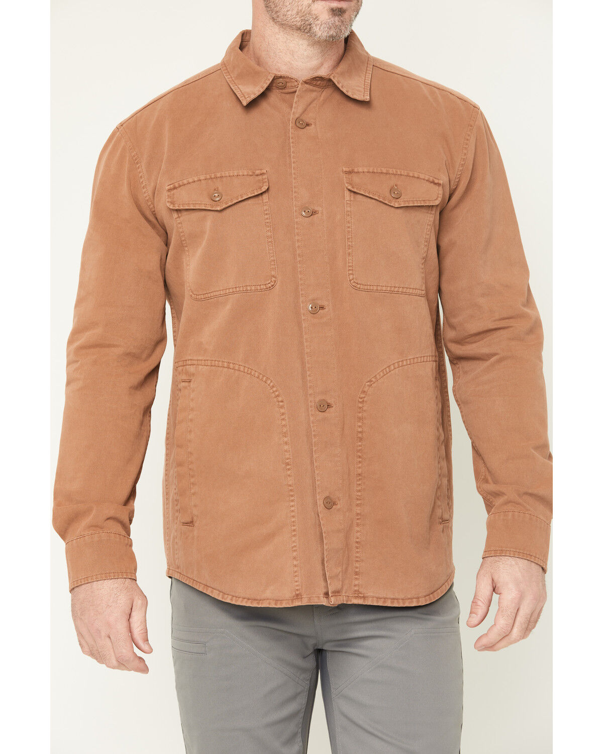 Image #3 - Hawx Men's Sal Twill Solid Button-Down Work Shirt Jacket, Rust Copper, hi-res