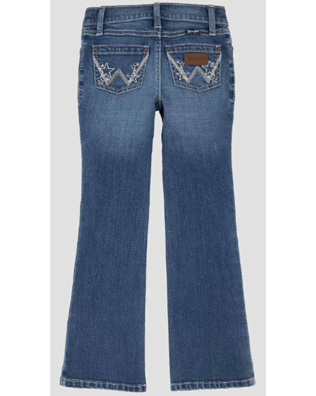 Image #2 - Wrangler Girls' Dakota Star Pocket Medium Wash Bootcut Jeans, Blue, hi-res
