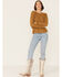 Miss Me Women's Solid Twist Back Ribbed Knit Top , Mustard, hi-res