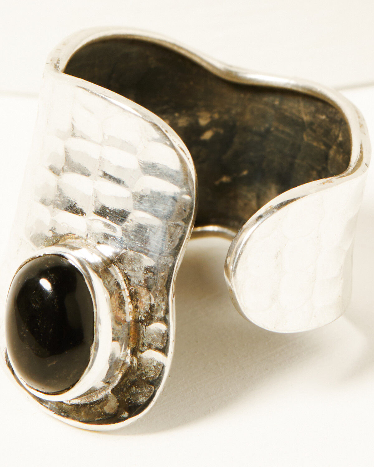 Image #2 - Paige Wallace Women's Hammered Onyx Adjustable Ring, Silver, hi-res