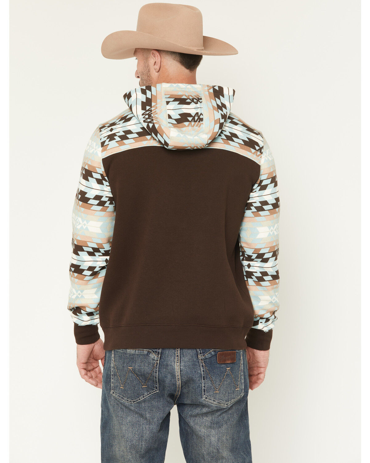 Image #4 - RANK 45® Men's Horizon Southwestern Print Colorblock Hooded Sweatshirt, Coffee, hi-res