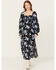 Image #1 - Free People Women's Jaymes Floral Print Midi Long Sleeve Dress, Black, hi-res