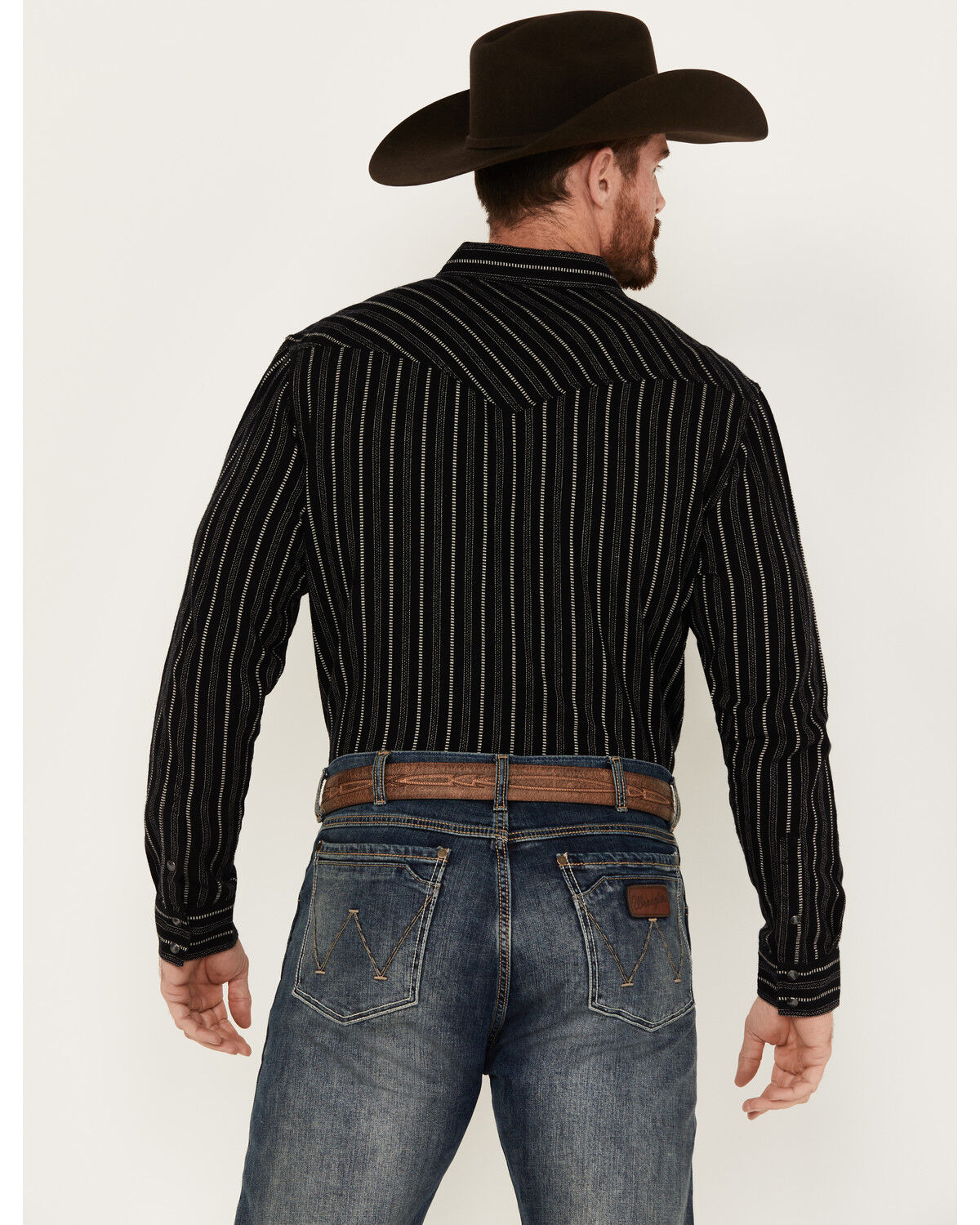 Image #4 - Moonshine Spirit Men's Tuner Striped Long Sleeve Snap Flannel Shirt, Grey, hi-res