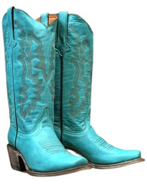 Image #1 - Tanner Mark Women's Addy Western Boots - Square Toe , Turquoise, hi-res