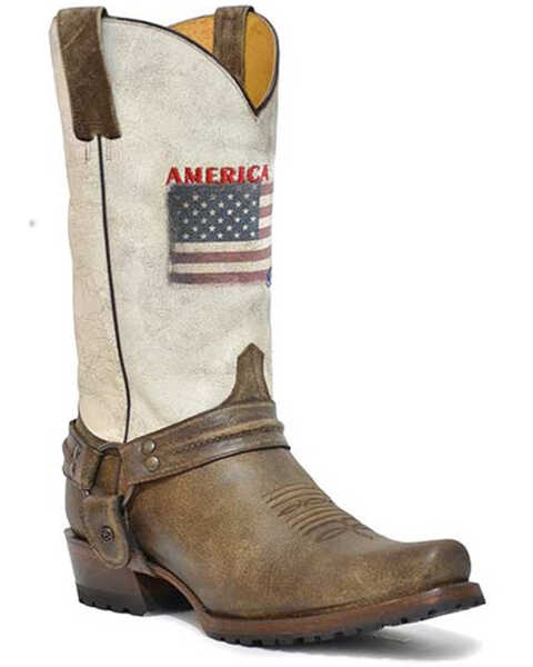 Image #1 - Roper Men's America Strong Motorcycle Boots - Square Toe, Brown, hi-res