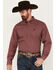 Image #1 - Cinch Men's Geo Print Long Sleeve Button-Down Western Shirt , Dark Pink, hi-res