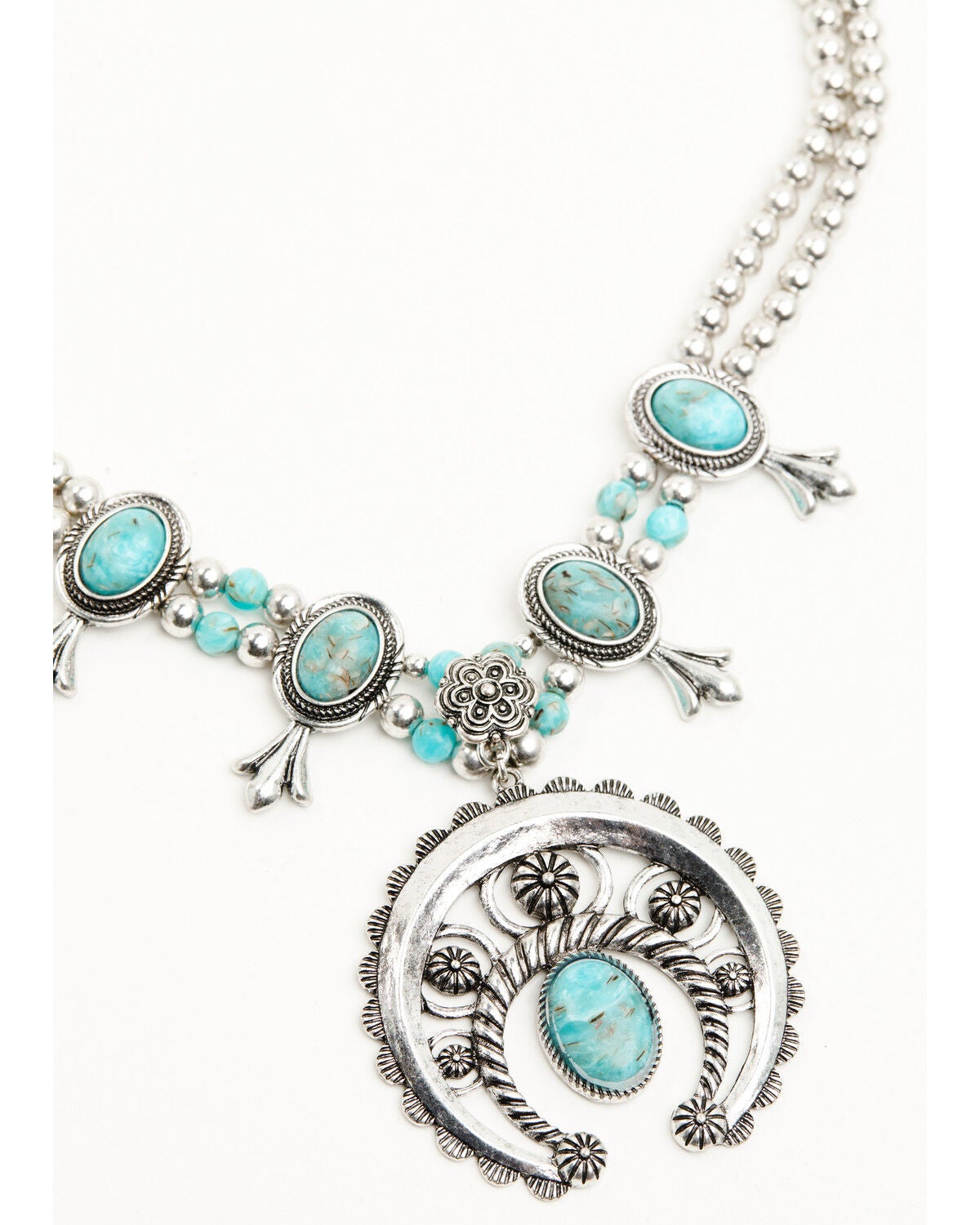 Image #2 - Shyanne Women's Ridge Canyon Turquoise Squash Blossom Necklace, Silver, hi-res