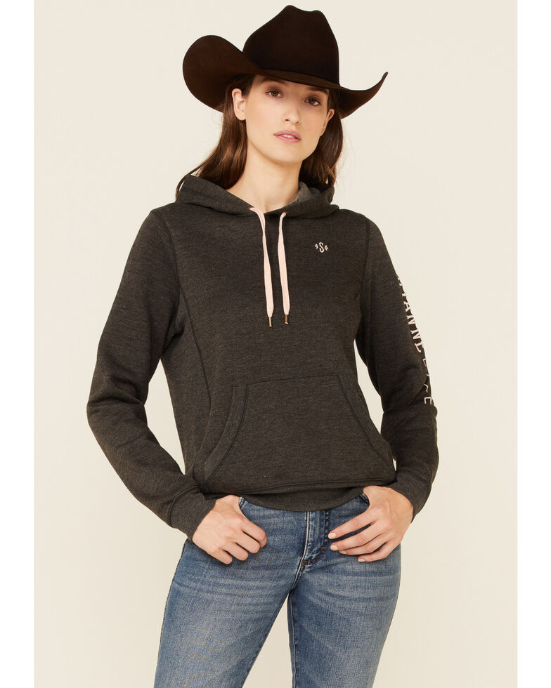 Shyanne Women's Ash Embroidered Logo Sleeve Pullover Hoodie , Ash, hi-res