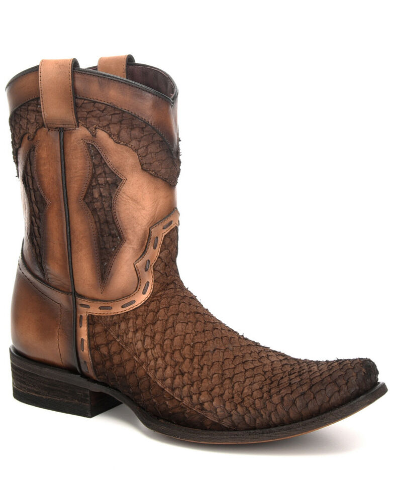 Corral Men's Black Fish Western Boots - Square Toe, Black, hi-res