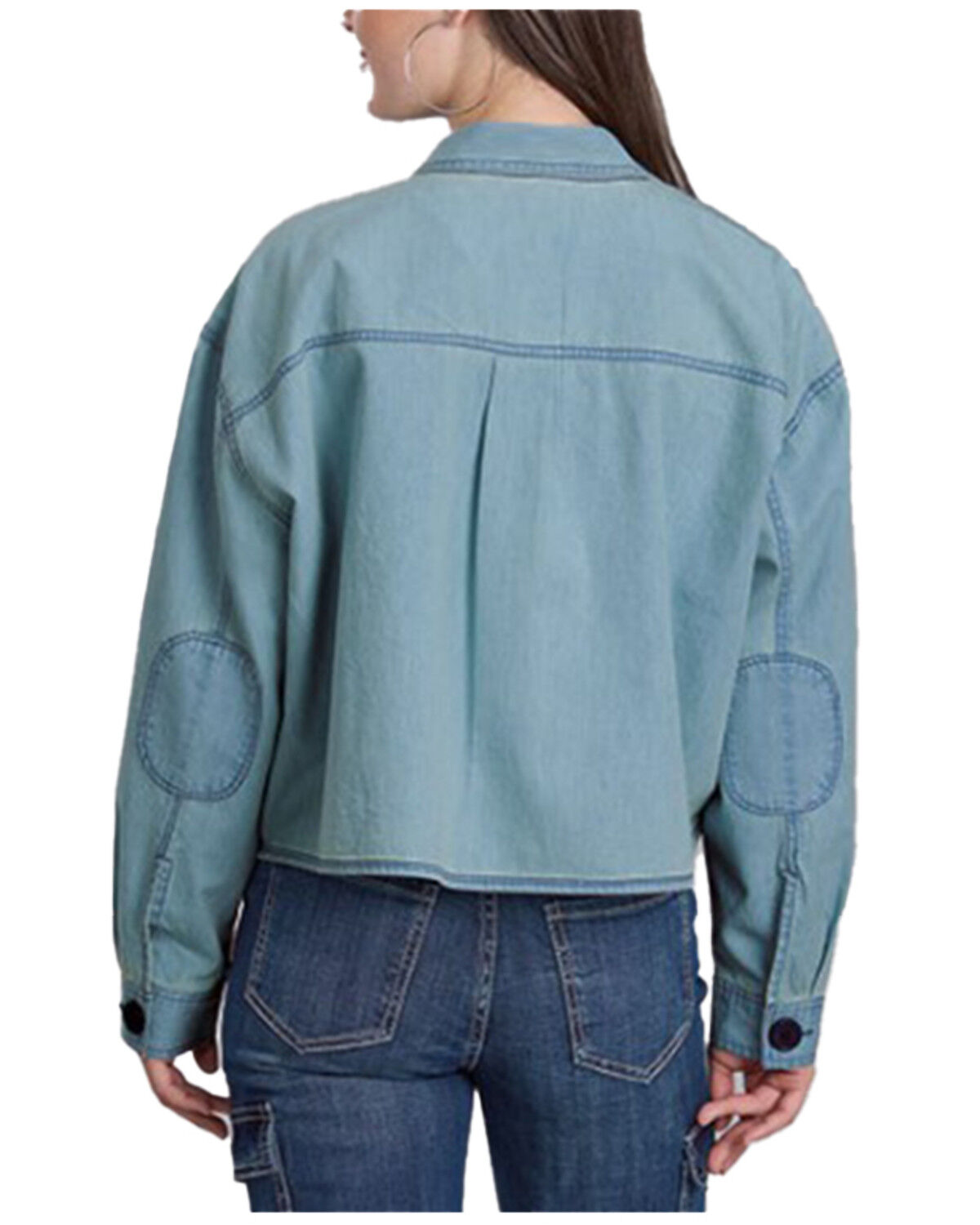 Image #2 - Roper Women's Button-Down Cropped Denim Jacket, Light Blue, hi-res