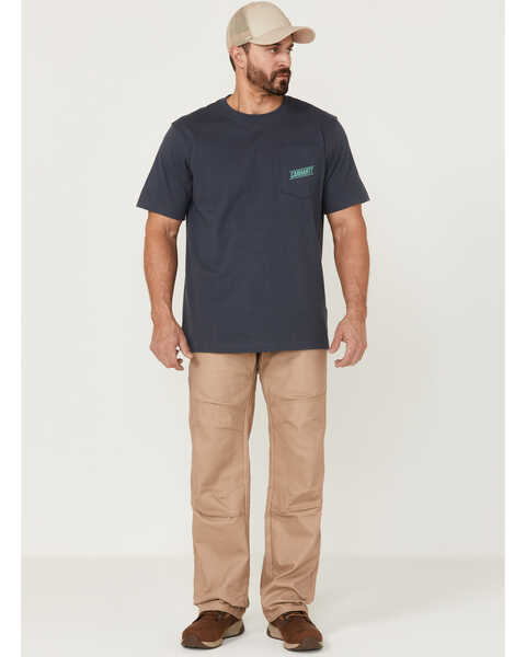 Image #2 - Carharrt Men's Outdoors Logo Graphic Bluestone Relaxed Fit Heavyweight Short Sleeve Work Pocket T-Shirt , , hi-res