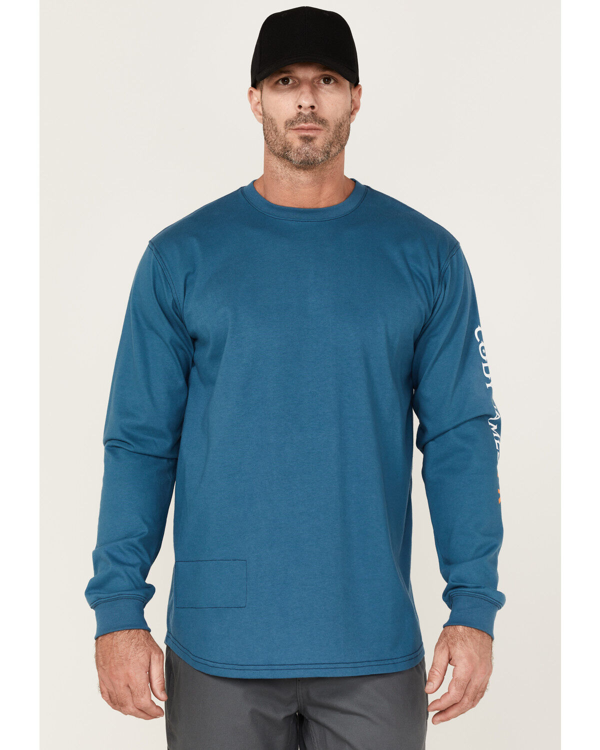 Image #1 - Cody James Men's FR Logo Long Sleeve Work T-Shirt, Blue, hi-res