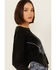 Image #2 - Youth In Revolt Women's Route 66 Seamed Long Sleeve Graphic Tee, Charcoal, hi-res