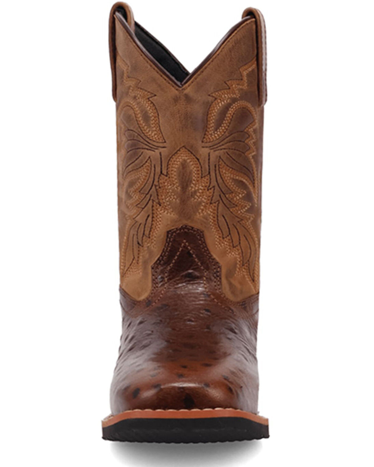 Image #4 - Dan Post Little Boys' Ostrich Print Western Boots - Broad Square Toe, Chocolate, hi-res