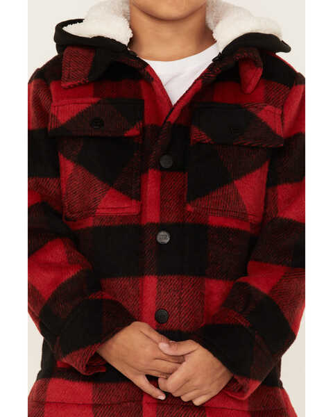 Image #3 - Urban Republic Little Boys' Plaid Print Fleece-Lined Hooded Jacket , Red, hi-res