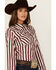 Image #3 - Wrangler Retro Women's Striped Long Sleeve Snap Western Shirt, Burgundy, hi-res