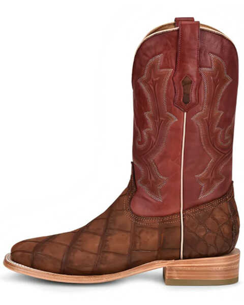 Image #3 - Corral Men's Exotic Alligator Embroidered Western Boots - Broad Square Toe, Red, hi-res