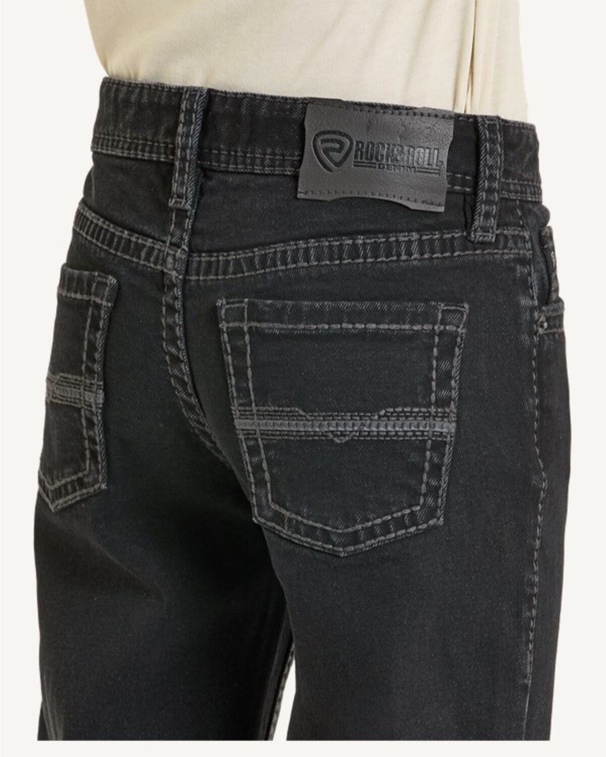 Image #3 - Rock & Roll Denim Boys' Bootcut Stretch Denim Jeans, Black, hi-res