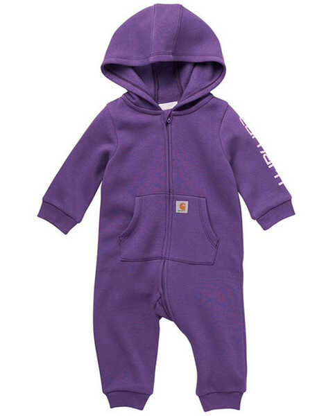 Carhartt Infant Girls' Pink Front Zip Hooded Coverall , Purple, hi-res