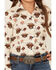 Image #3 - Cruel Girl Girls' Printed Long Sleeve Rhinestone Snap Western Shirt, Cream, hi-res