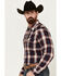 Image #2 - Cody James Men's Uncle Sam Plaid Print Long Sleeve Snap Western Shirt, Navy, hi-res