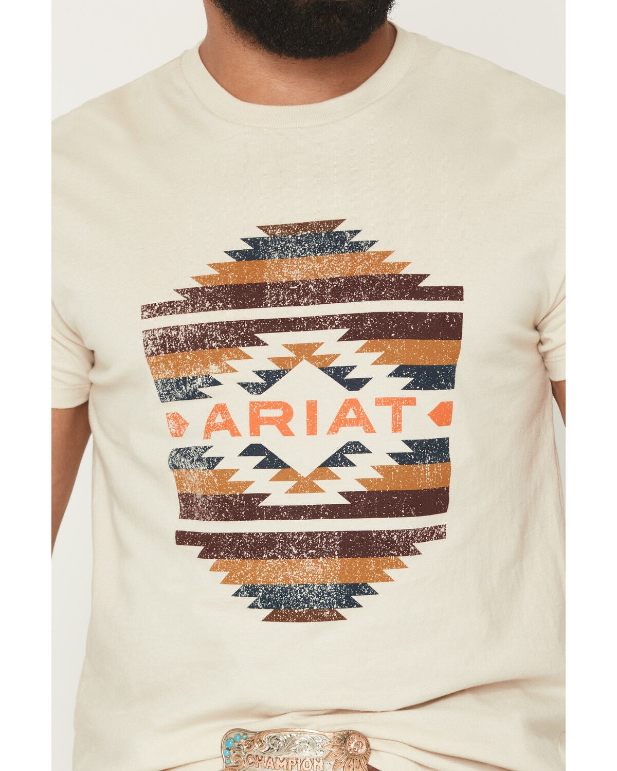 Image #3 - Ariat Men's Zapoteco Geo Print Short Sleeve Graphic T-Shirt, Natural, hi-res