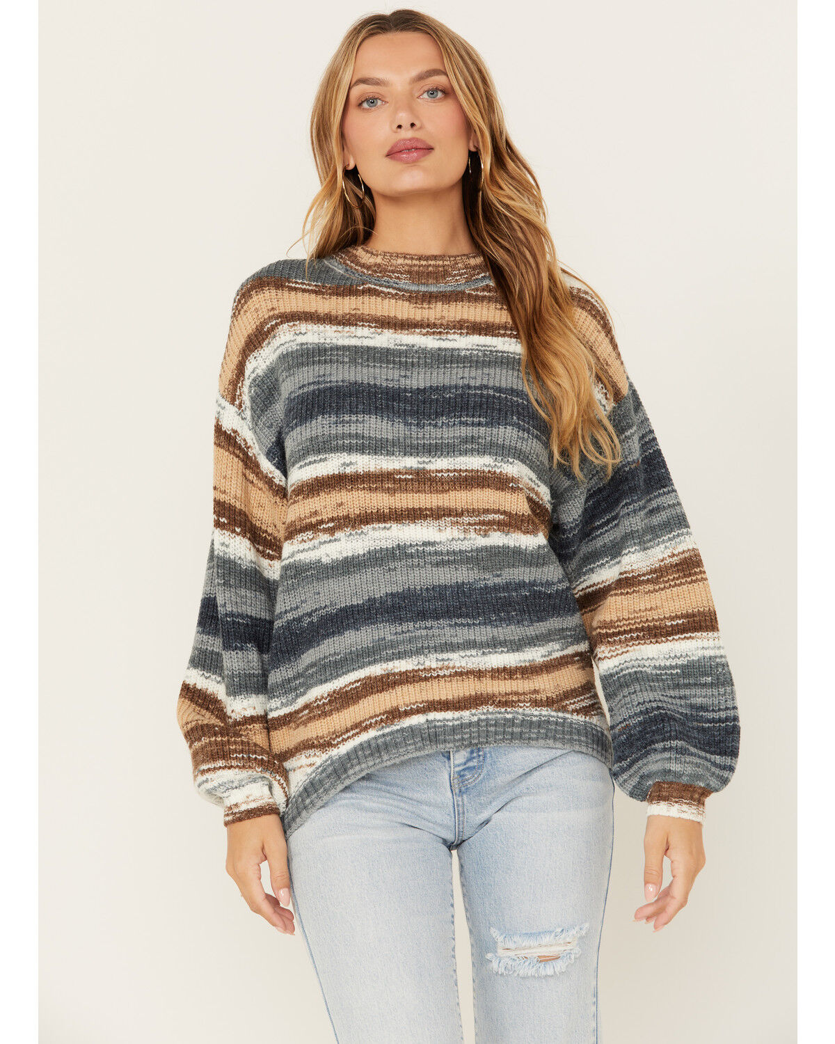 Image #1 - Cleo + Wolf Women's Striped Oversized Sweater, , hi-res