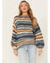 Image #1 - Cleo + Wolf Women's Striped Oversized Sweater , Slate, hi-res