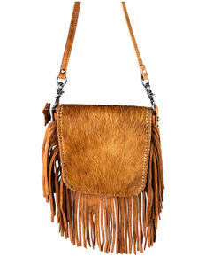 Montana West Women's Brown Hair-On Leather Fringe Crossbody Handbag, Brown, hi-res