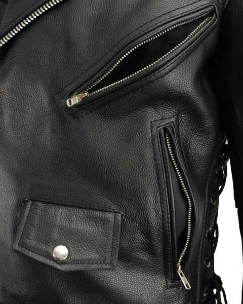Image #5 - Milwaukee Leather Men's Classic Side Lace Concealed Carry Motorcycle Jacket - 3X, Black, hi-res