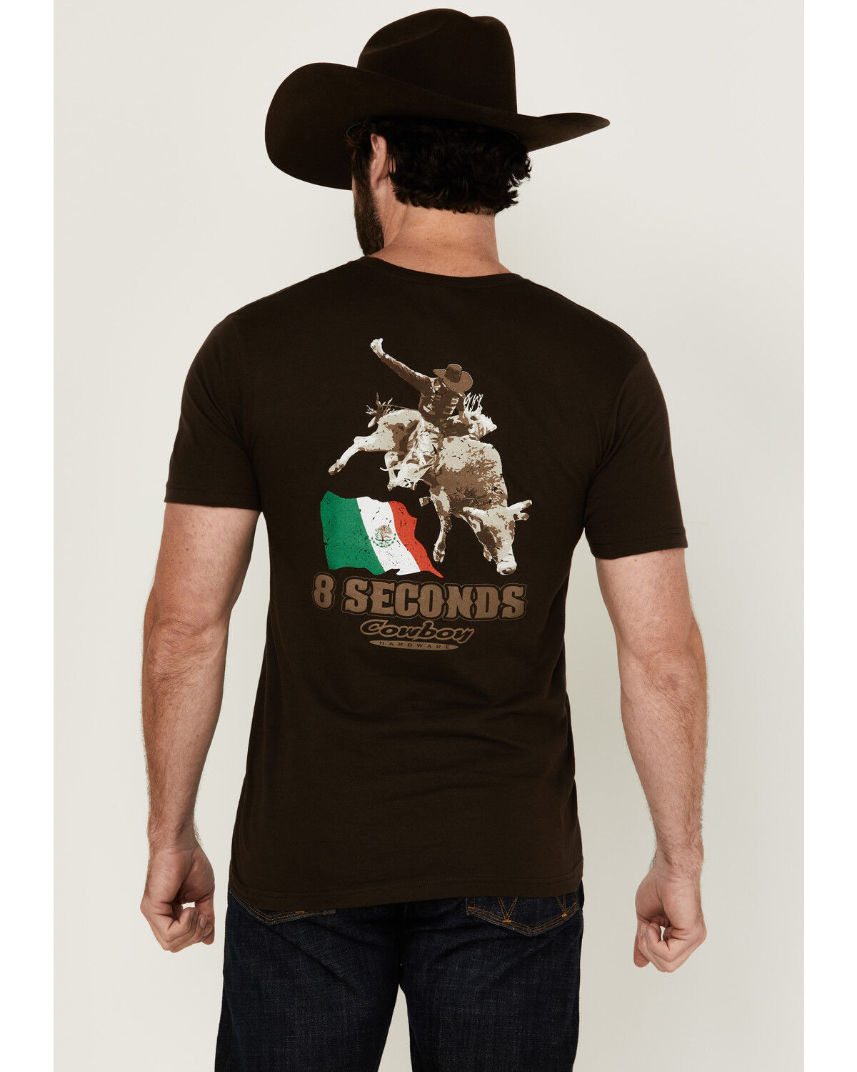 Image #4 - Cowboy Hardware Men's 8 Seconds Short Sleeve Graphic T-Shirt, Chocolate, hi-res