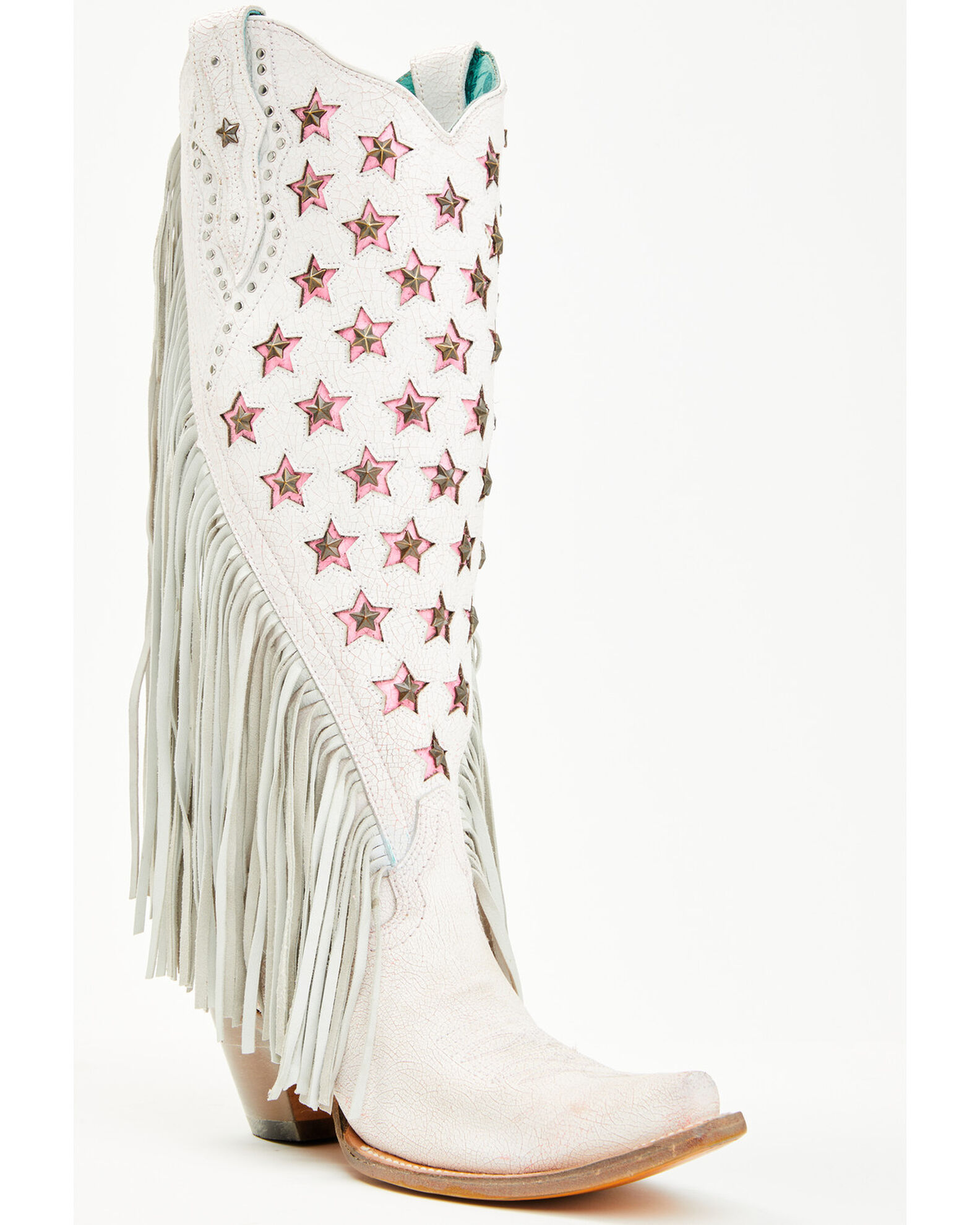 Corral Women s Star Inlay Fringe Tall Western Boots Snip Toe Sheplers