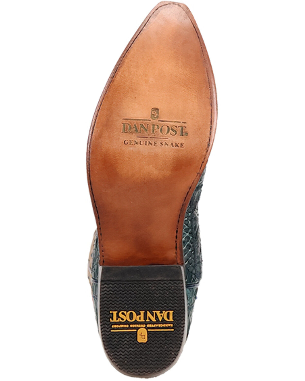 Image #7 - Dan Post Men's Exotic Snake Western Boots - Snip Toe, Blue, hi-res
