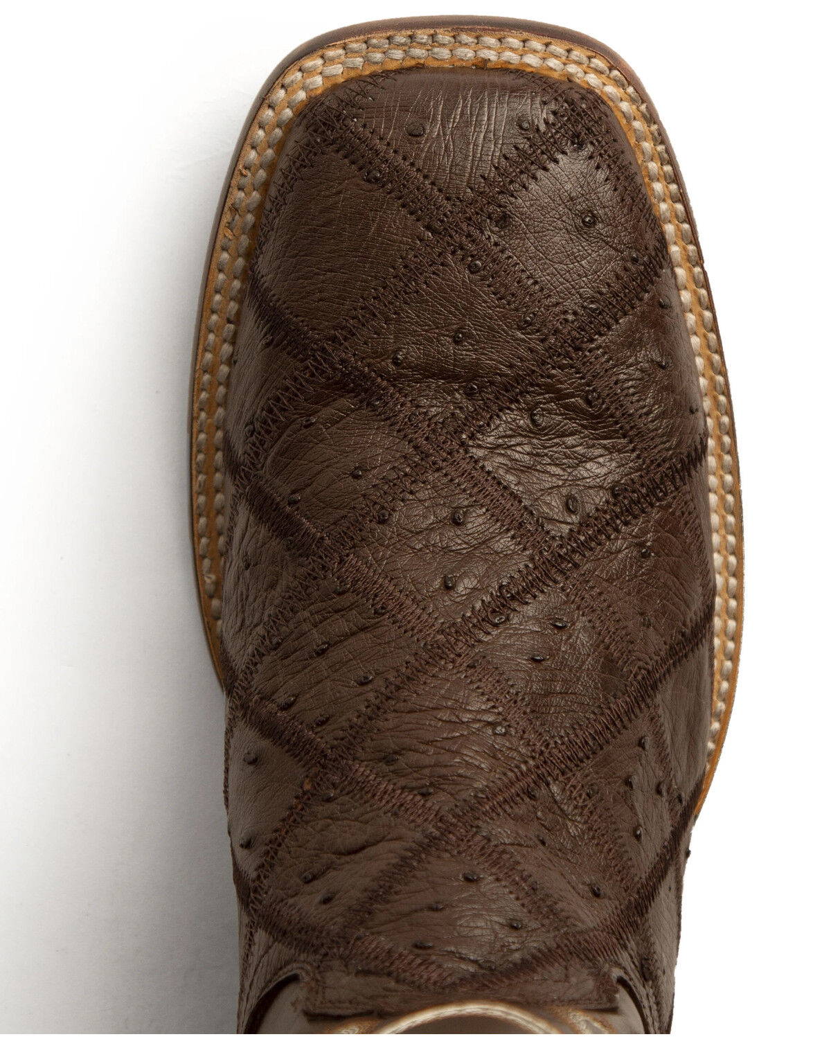 Image #11 - Ferrini Men's Ostrich Patchwork Exotic Western Boots - Broad Square Toe, Chocolate, hi-res