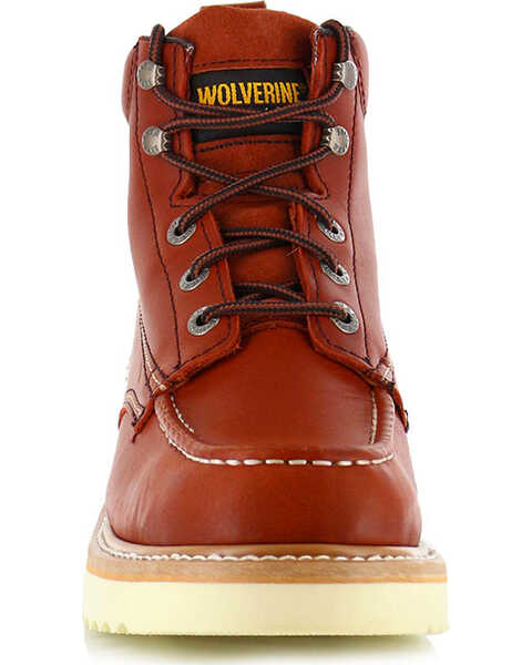 Image #4 - Wolverine Men's Wedge Sole Lace-Up Leather Work Boots - Moc Toe, Rust Copper, hi-res