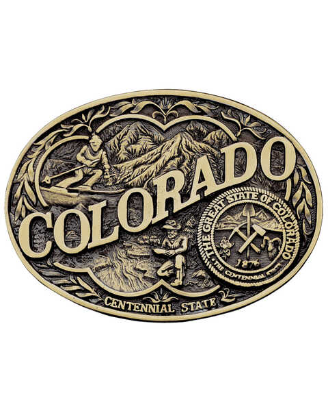 Montana Silversmiths Colorado State Heritage Attitude Belt Buckle, Gold, hi-res