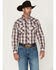 Image #1 - Wrangler 20X Men's Plaid Print Long Sleeve Snap Stretch Western Shirt - Tall, Wine, hi-res
