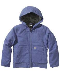 Carhartt Girls Dark Purple Insulated Canvas Quilted Hooded Jacket, Purple, hi-res